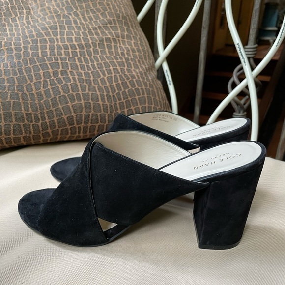 Cole Haan Gabby Suede Heeled Sandal Black Size 9 - Picture 6 of 11